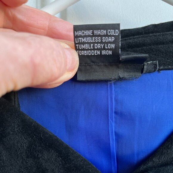 Dons Black Leather Jacket Blue Satin Lining Snap Closure M - Picture 16 of 16